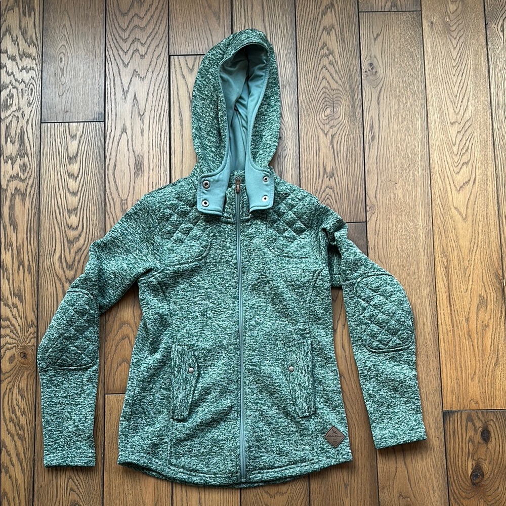 Green Quilted Zip-Up Hoodie